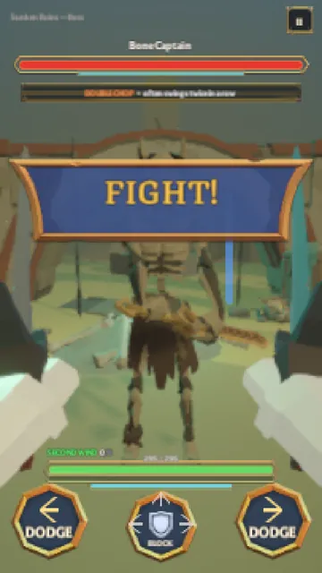 A Fight banner opens the battle with the Bone Captain.